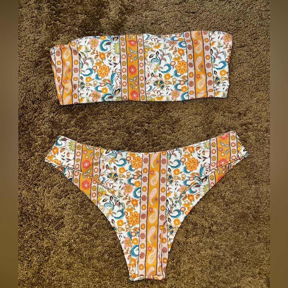 Floral Strapless Bikini Set